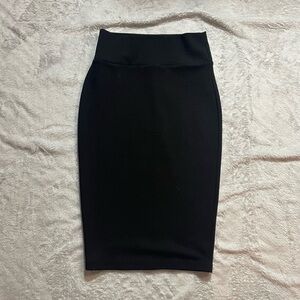 Black Midi Pencil Skirt for Work